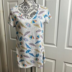 DEPT 222 Colorful Umbrella Print Women's Top Cruise Summer S